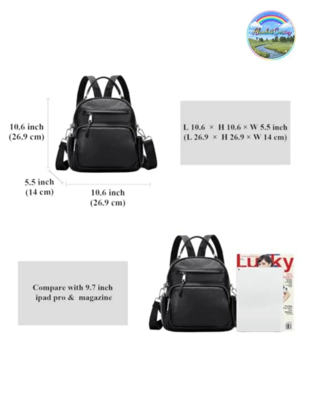 Genuine Leather Convertible Backpack Purse for Women 4-Way Carry Daypack